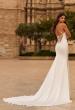 Picture of: Satin Halter Fit and Flare Wedding Dress with Open Back in diamond white, Style: J2288, Back Picture
