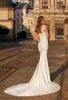 Picture of: Ruched Jersey Fit and Flare Wedding Dress with Cap Straps in ivory, Style: J2293, Back Picture