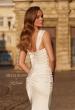 Picture of: Ruched Jersey Fit and Flare Wedding Dress with Cap Straps in ivory, Style: J2293, Detail Picture 2
