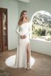 Picture of: Long Sleeve Off the Shoulder Knit Wedding Gown in ivory, Style: J2045, Main Picture