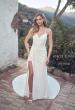 Picture of: Open Back Luxe Jersey Knit Dress with Slit and Ruffle Detail in ivory, Style: J2076, Main Picture