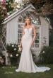 Picture of: Plunge Neck Ruched Dress with Lace Up Back in ivory, Style: J2087, Main Picture
