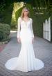 Picture of: Long Sleeve Gown with Lace Bodice and Plunge V Neck in ivory, Style: J2104, Main Picture