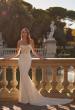 Picture of: Ruched Luxe Jersey Wedding Dress with Illusion Lace Corset Top in ivory, Style: J2172, Main Picture