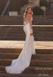 Picture of: Luxe Jersey Wedding Dress with Illusion Lace Long Sleeves and Draped Neckline in ivory, Style: J2220, Main Picture