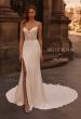 Picture of: Fitted Luxe Jersey Wedding Dress with Corset Top and Slit in ivory, Style: J2230, Main Picture