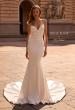 Picture of: Beautiful Satin Wedding Gown with Draped Neckline and Illusion Back in ivory, Style: J2251, Main Picture