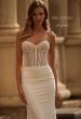 Picture of: Contemporary Wedding Dress with Ruched Corset Bodice and Jersey Skirt in ivory, Style: J2279, Main Picture