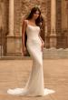 Picture of: Sheer Corset Fit and Flare Wedding Dress with Scoop Neck in ivory, Style: J2313, Main Picture