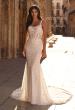 Picture of: Floral Lace Wedding Dress with Sheer Bodice and Open Back in ivory, Style: J2338, Main Picture