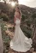 Picture of: Silk Gown with Illusion Lace Bodice and Slit in ivory, Style: J2024, Back Picture