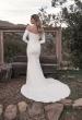 Picture of: Long Sleeve Plunge Neck Gown with Off the Shoulder Top in ivory, Style: J2033, Back Picture