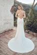 Picture of: Open Back Luxe Jersey Knit Dress with Slit and Ruffle Detail in ivory, Style: J2076, Back Picture