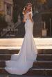Picture of: Off the Shoulder Wedding Gown with Lace Illusion Bodice and Luxe Jersey Skirt in ivory, Style: J2163, Back Picture
