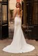 Picture of: Sheer Lace Bodice Jersey Wedding Dress with Buttons in ivory, Style: J2182, Back Picture