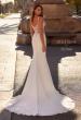 Picture of: Luxe Jersey Wedding Gown with Lace Bustier Illusion Bodice and Sheer Back in ivory, Style: J2232, Back Picture