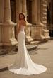 Picture of: Contemporary Wedding Dress with Ruched Corset Bodice and Jersey Skirt in ivory, Style: J2279, Back Picture