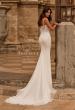 Picture of: Sheer Corset Fit and Flare Wedding Dress with Scoop Neck in ivory, Style: J2313, Back Picture