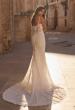 Picture of: Lace Corset Fit and Flare Wedding Dress with Spaghetti Straps in ivory, Style: J2319, Back Picture