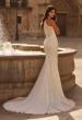 Picture of: High Neck Lace Fit and Flare Wedding Dress with Sheer Back in ivory, Style: J2323, Back Picture