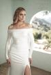 Picture of: Long Sleeve Off the Shoulder Knit Wedding Gown in ivory, Style: J2045, Detail Picture 1