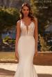 Picture of: Gorgeous Luxe Jersey Wedding Dress with Illusion Lace Bodice and Open Low Back in ivory, Style: J2118, Detail Picture 1