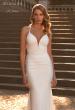 Picture of: Chic Luxe Jersey Dress with Deep V Neckline and Ruched Waist Detail in ivory, Style: J2128, Detail Picture 1
