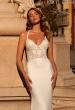 Picture of: Beautiful Luxe Jersey and Lace gown with Illusion Sides and Low Back in ivory, Style: J2165, Detail Picture 1