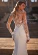 Picture of: Luxe Jersey Wedding Dress with Illusion Lace Long Sleeves and Draped Neckline in ivory, Style: J2220, Detail Picture 1