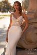 Picture of: Luxe Jersey Wedding Gown with Lace Bustier Illusion Bodice and Sheer Back in ivory, Style: J2232, Detail Picture 1