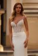 Picture of: Gorgeous Wedding Dress with Sheer Lace Top and Ruched Jersey Skirt in ivory, Style: J2275, Detail Picture 1