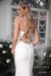 Picture of: Plunge Neck Ruched Dress with Lace Up Back in ivory, Style: J2087, Detail Picture 2