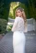 Picture of: Long Sleeve Gown with Lace Bodice and Plunge V Neck in ivory, Style: J2104, Detail Picture 2