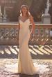 Picture of: Luxe Jersey Wedding Gown with Draped Neckline and Lace Illusion Back in ivory, Style: J2200, Detail Picture 2