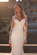 Picture of: Luxe Jersey Wedding Dress with Illusion Lace Long Sleeves and Draped Neckline in ivory, Style: J2220, Detail Picture 2