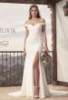Picture of: Off the Shoulder Wedding Dress with Ruching and Slit in ivory, Style: J2004, Detail Picture 3, Landscape