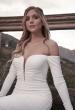 Picture of: Long Sleeve Plunge Neck Gown with Off the Shoulder Top in ivory, Style: J2033, Detail Picture 3, Landscape