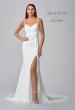 Picture of: Classic Luxe Knit Wedding Gown with Draped Slit Detail in ivory, Style: J2034, Detail Picture 4