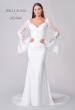 Picture of: Stunning Luxe Jersey Gown with Lace Bell Sleeves and Unique Button Up Back in ivory, Style: J2150, Detail Picture 4