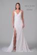 Picture of: Stretch Lace Long Wedding Dress with Slit and Scallop Details in ivory, Style: J2154, Detail Picture 4