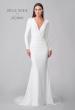 Picture of: Chic Long Sleeve Luxe Jersey Knit Gown with Deep V Neckline in ivory, Style: J2171, Detail Picture 4