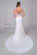 Picture of: Satin Gown with Slit and Lace Applique Bodice and Illusion Back in ivory, Style: J2158, Detail Picture 5