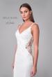 Picture of: Satin Gown with Slit and Lace Applique Bodice and Illusion Back in ivory, Style: J2158, Detail Picture 7