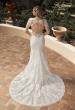 Picture of: Sheer Long Sleeve Trumpet Gown with Deep V in III, Style: B1042, Back Picture