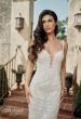 Picture of: Trumpet Gown with Plunge Neck and Detailed Lace Train in IIII, Style: B1199, Detail Picture 1