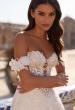 Picture of: Off-the-Shoulder 3D Lace A-Line Wedding Dress with Slit in IIIII, Style: B1486, Detail Picture 1