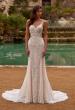 Picture of: Lace Wedding Dress with V Neckline and Sheer Side Detail in IIINI, Style: B1308, Main Picture