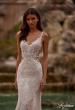 Picture of: Lace Wedding Dress with V Neckline and Sheer Side Detail in IIINI, Style: B1308, Detail Picture 1