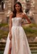 Picture of: Modern A Line Lace Wedding Gown with Straight Strapless Neckline and Corset Detail in IIINI, Style: B1343, Detail Picture 2