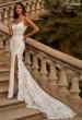 Picture of: Lace Wedding Dress with Scallop Edge Slit and Square Neckline in IIINII, Style: B1318, Back Picture